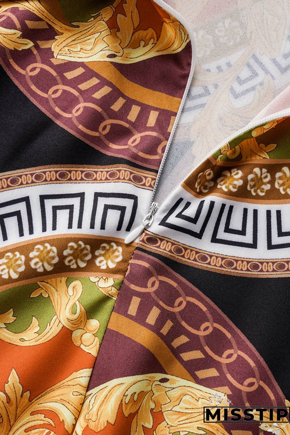 Colour Casual Print Patchwork Turndown Collar Straight Plus Size Dresses