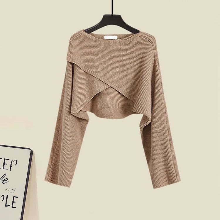 Chic Cross Brown Gray Sweater【FLASH SALE $0.00】 - Modakawa modakawa