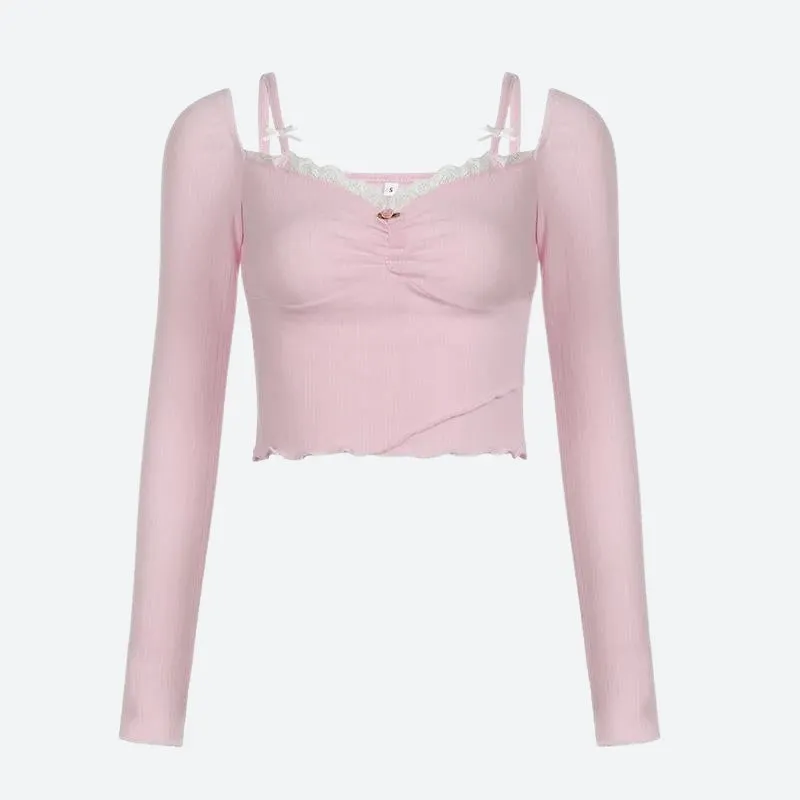 Brownm Bow Straps Ruched Top