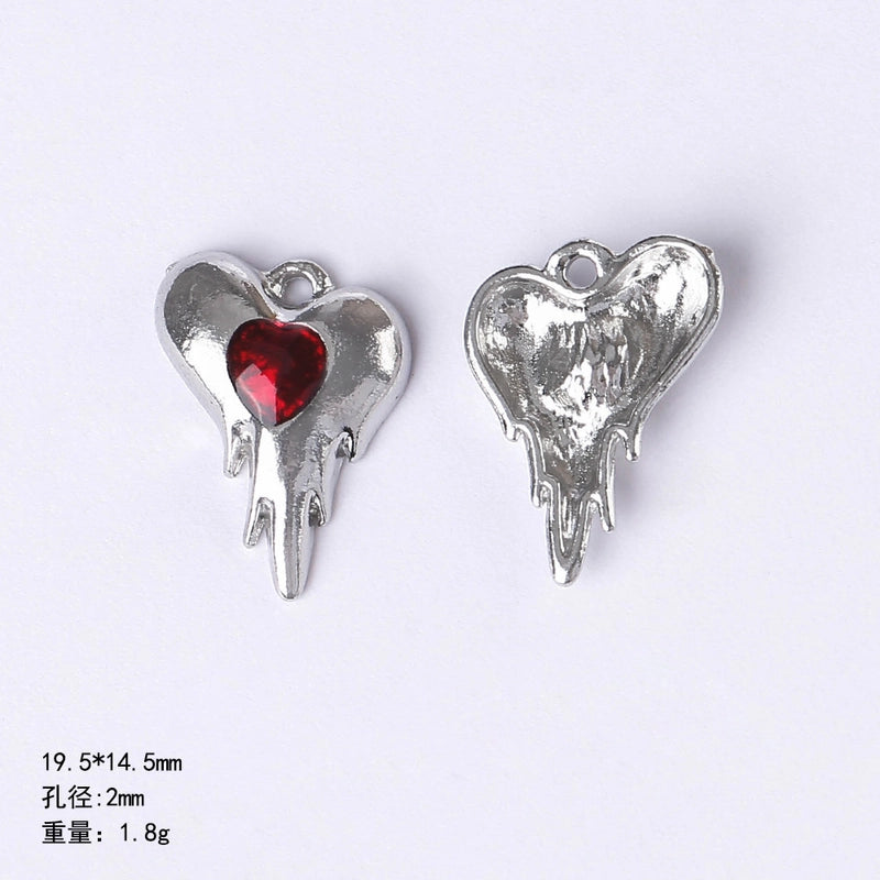 20 PCS/Package 22 * 9mm Alloy Cherry Heart Shape Rose Pendant Jewelry Accessories