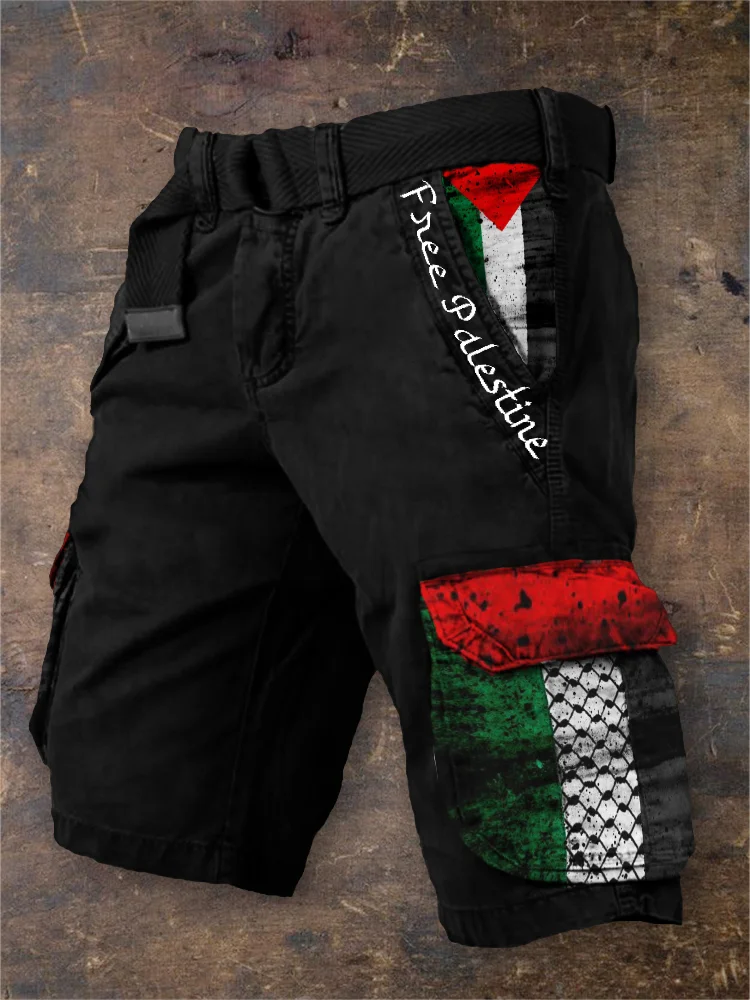 Men's Free Palestine Flag Inspired Cargo Shorts