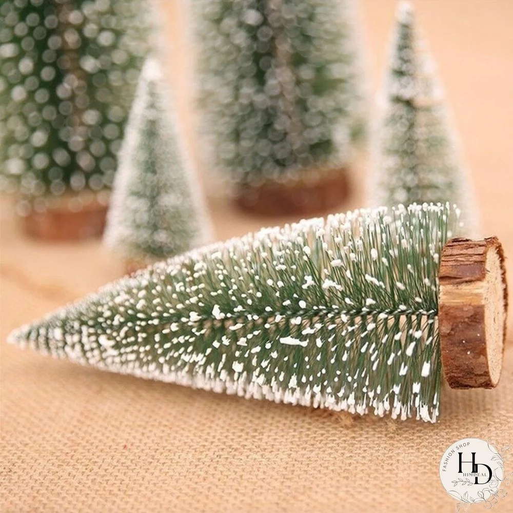 12/24Pcs Mini Christmas Trees Brush Trees Tabletop Model Trees For Christmas Decoration Diy Room Decor