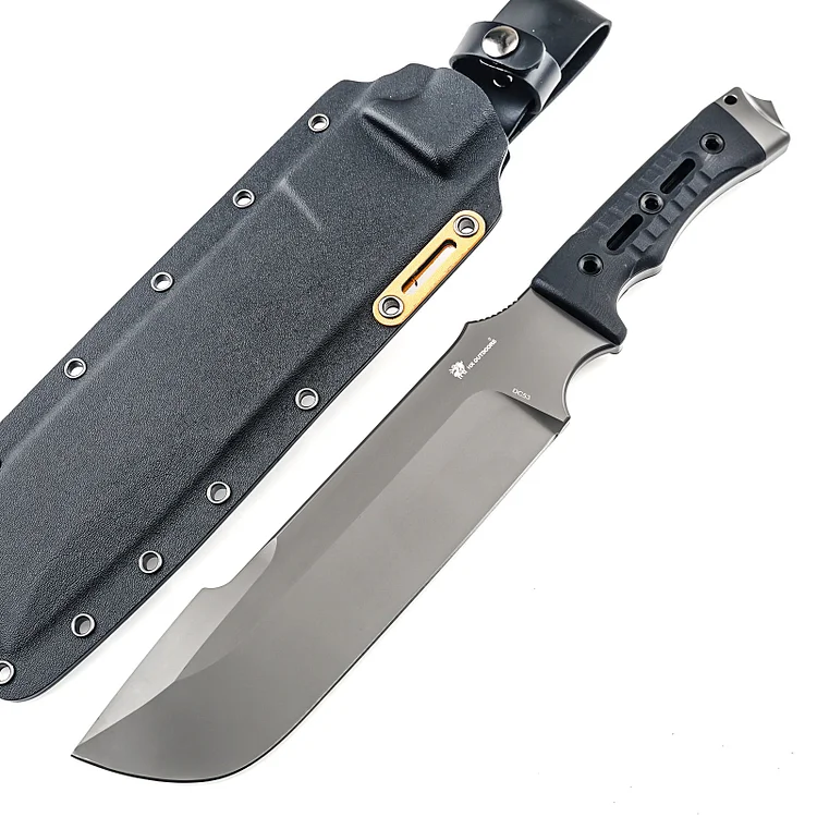 DC53 Steel Orca Machete Fixed Blade Knife with Black G10 Handle(8'')