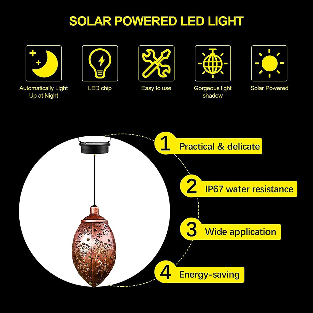 Solar Powered LED Garden Lawn Lamp Waterproof Retro Hanging Lantern Light от Cesdeals WW