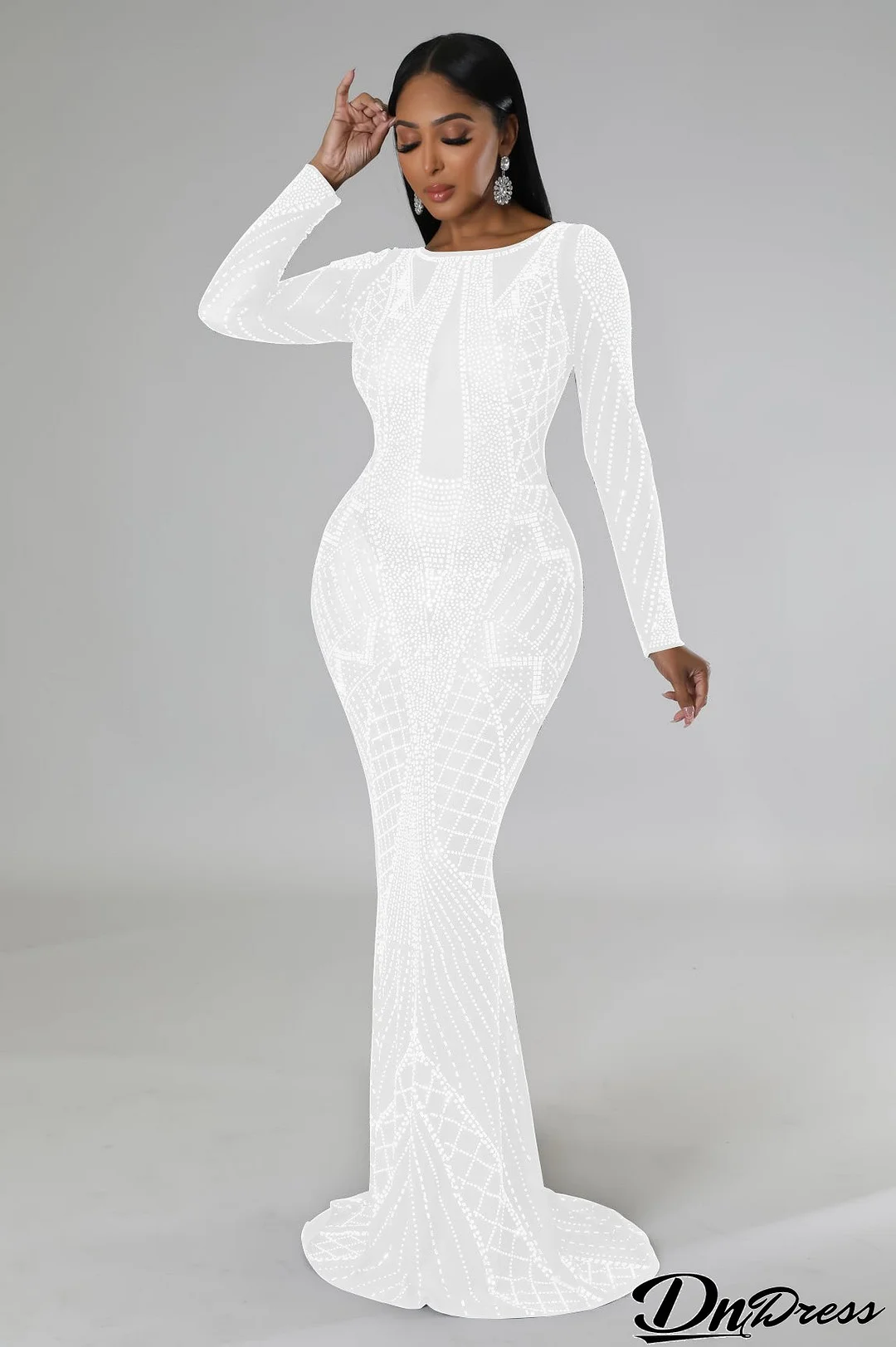 Fashion Autumn Long Dress Beaded Low Back Sexy Evening Dress