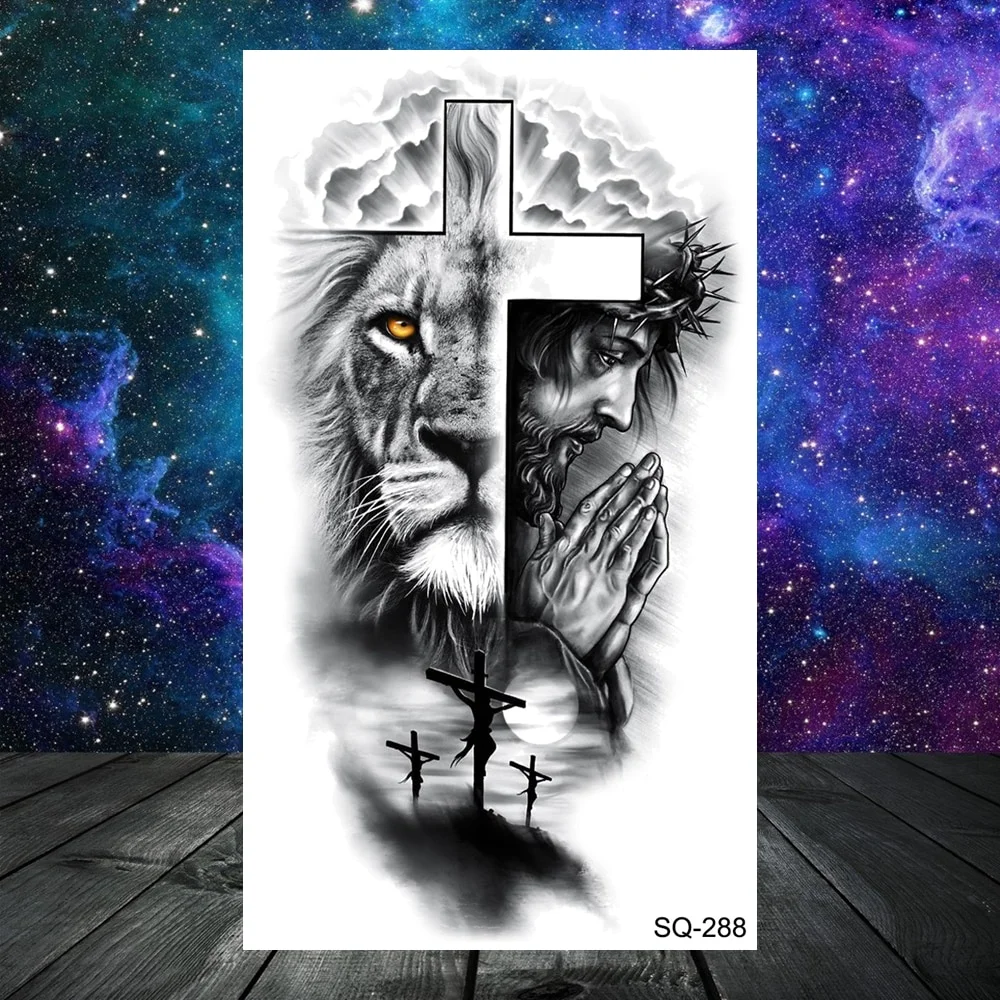 Sdrawing Seahorse Whale Temporary Tattoos For Women Men Cross Anchor Skeleton Thorns Elephant Fake Tattoo Fashion Tatoos Paper