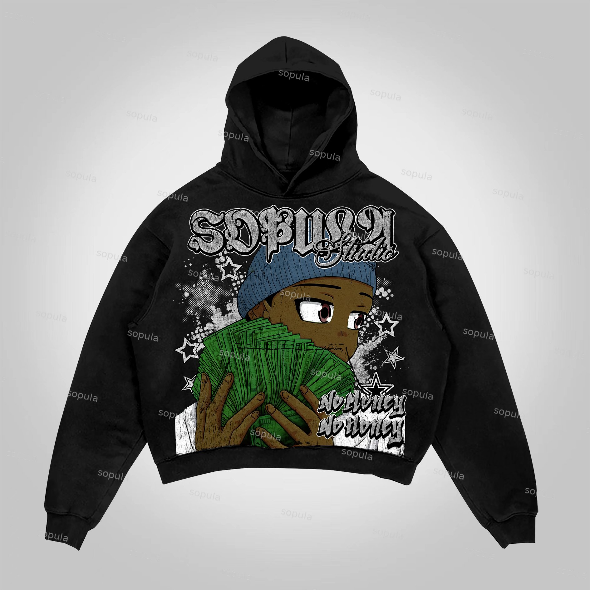 Sopula Street No Money No Honey Graphics Pocket Hoodie