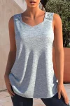 Plus Size Lace Stitching Solid Tank Top