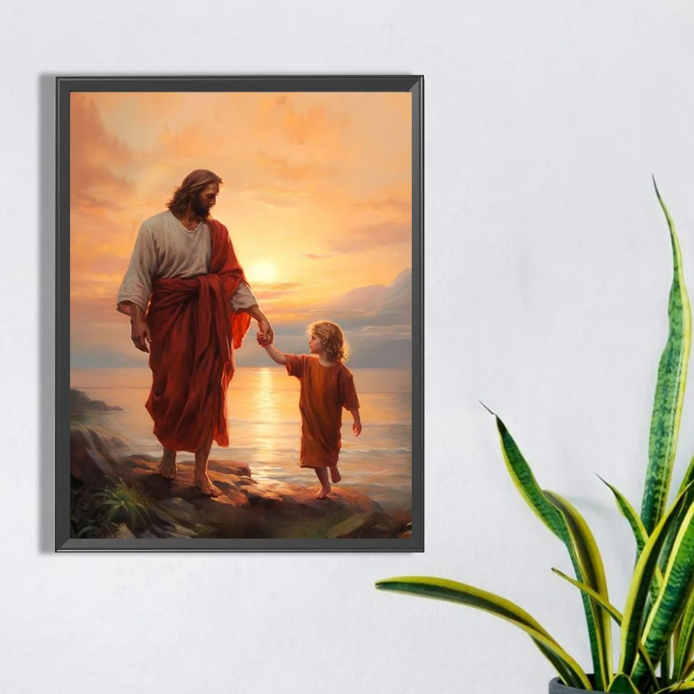 Diamond Painting - Full Round Drill - Sunset Jesus(Canvas|30*40cm)