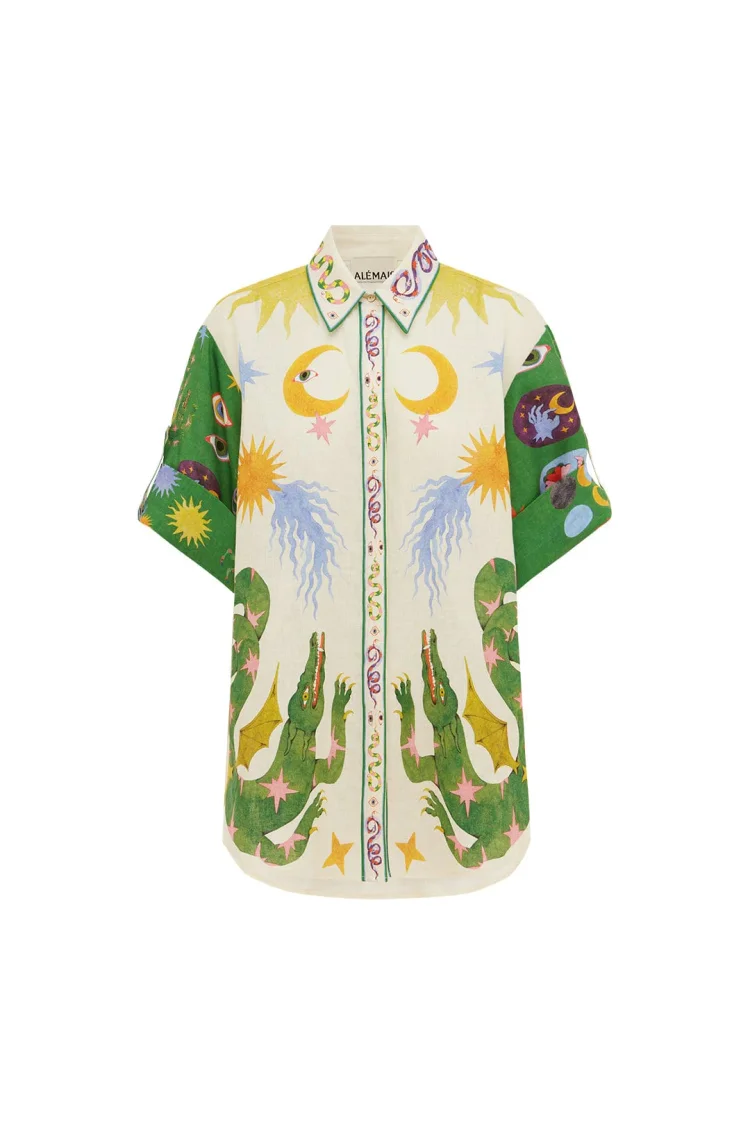 Gucci Men's Poppy-Print Silk Button-Down Shirt - Yellow