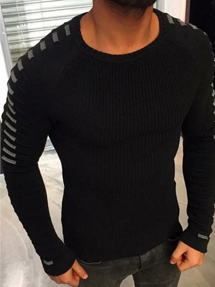 BrosWear Sleeve Details Casual Knitted Sweater
