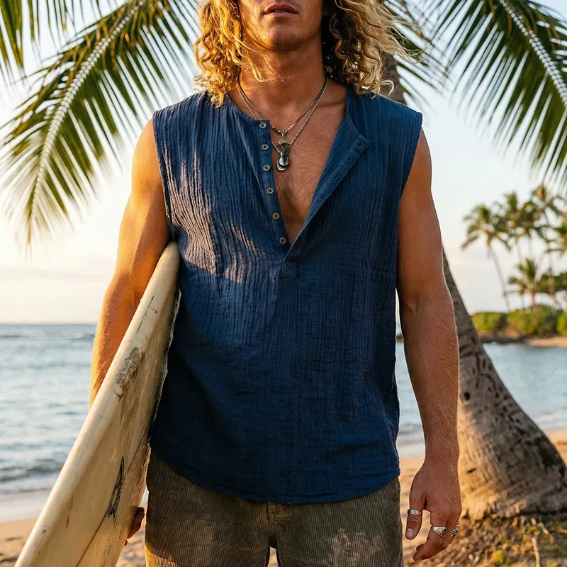 Men's Holiday Linen Vest-INSPIREUSE