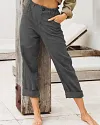 Summer Elegant Harem Pants Elastic Waistband Solid Color Light Beach Trousers