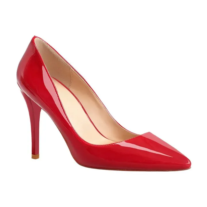90mm Middle Heels Pointy Toe Red Soles Pumps-vocosishoes