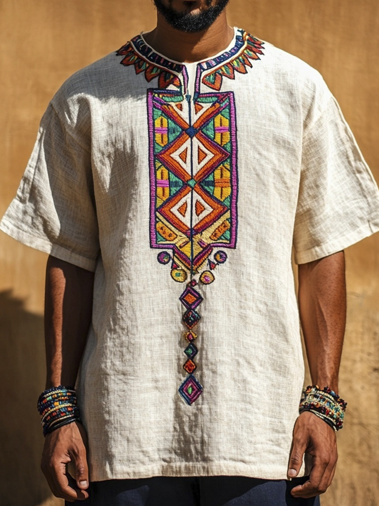 Tribal Totem Men's Linen T-shirt