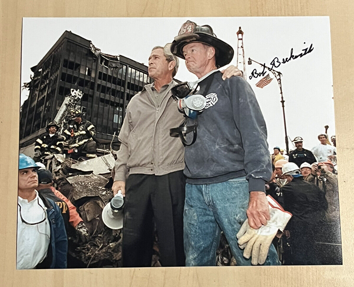 BOB BECKWITH HAND SIGNED 8x10 Photo Poster painting AUTOGRAPHED 9/11 FIREFIGHTER HERO COA