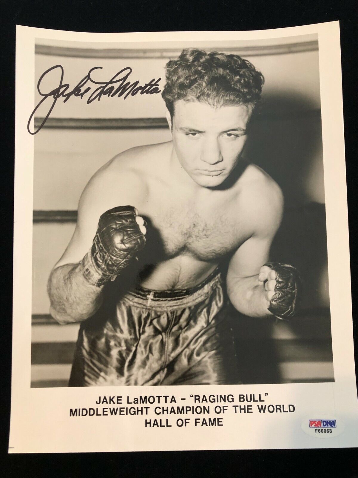 Jake LaMotta Signed Photo Poster painting - Raging Bull Middleweight World Champion PSA#JF66068