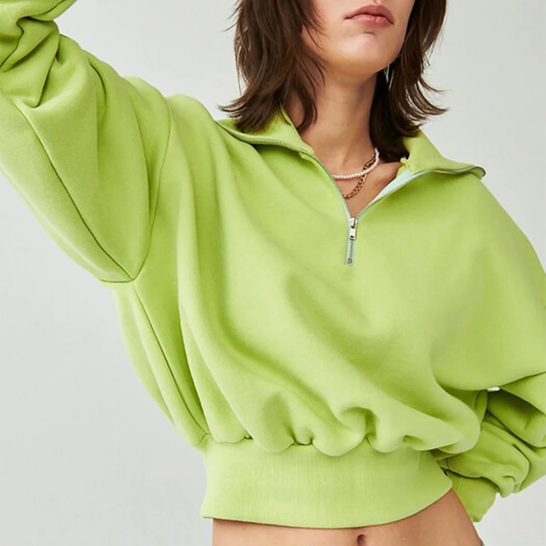 Lapel Half Zip Sweatshirt