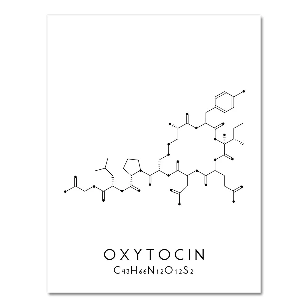 Molecule Serotonin Wall Art Canvas Poster Print Oxytocin & Dopamine Painting Molecular Structure Picture Chemistry Science Decor