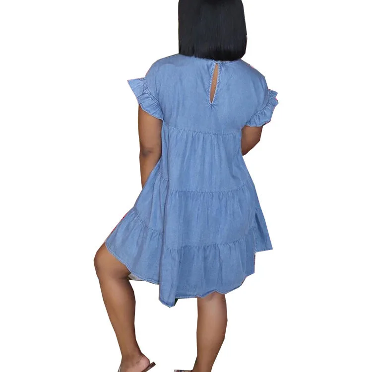 Uveng Fashion Casual Cowboy Plus Size Loose Denim Women's Dress