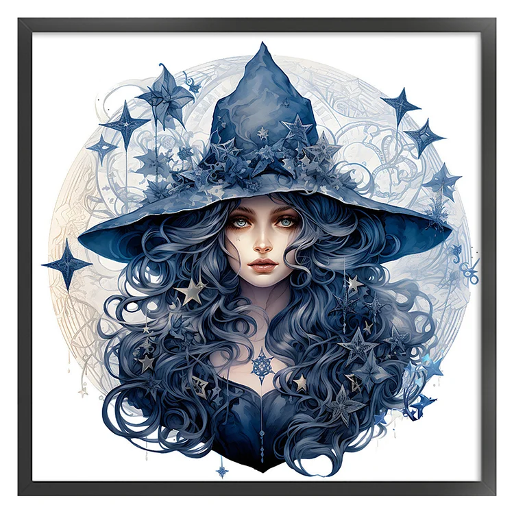 11CT 3 Strands Threads Printed Cross Stitch Kit - Witch - 60*60cm