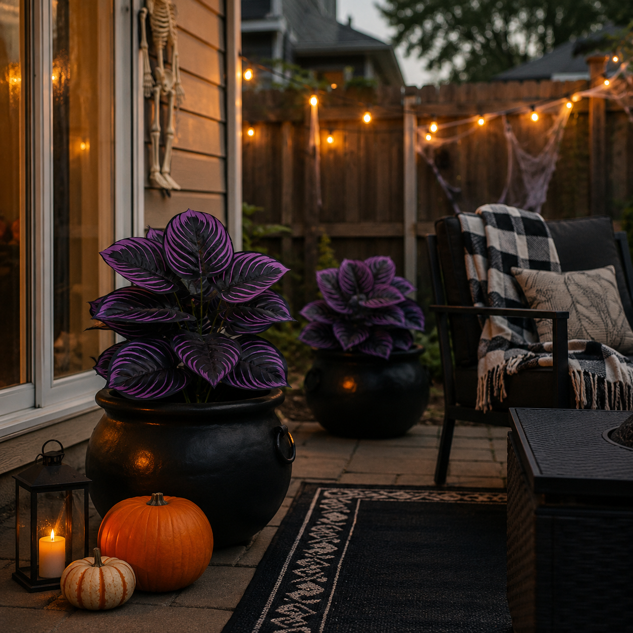 Midnight Violet Artificial Foliage – Halloween Porch & Gothic Decor