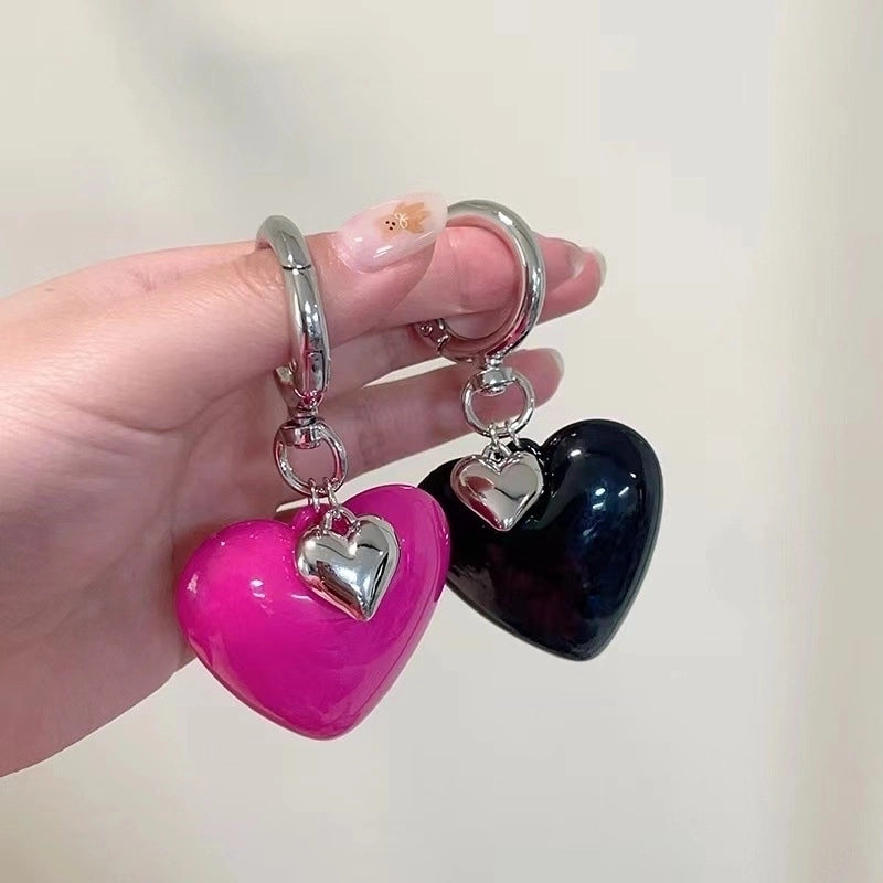 Korean Style Heart Shape Resin Unisex Bag Pendant Keychain