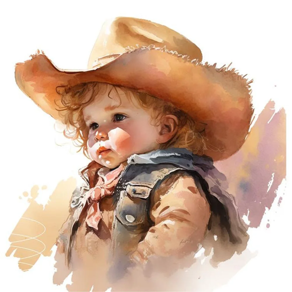 Diamond Painting - Full Round Drill - Cowboy Kid(Canvas|30*30cm)