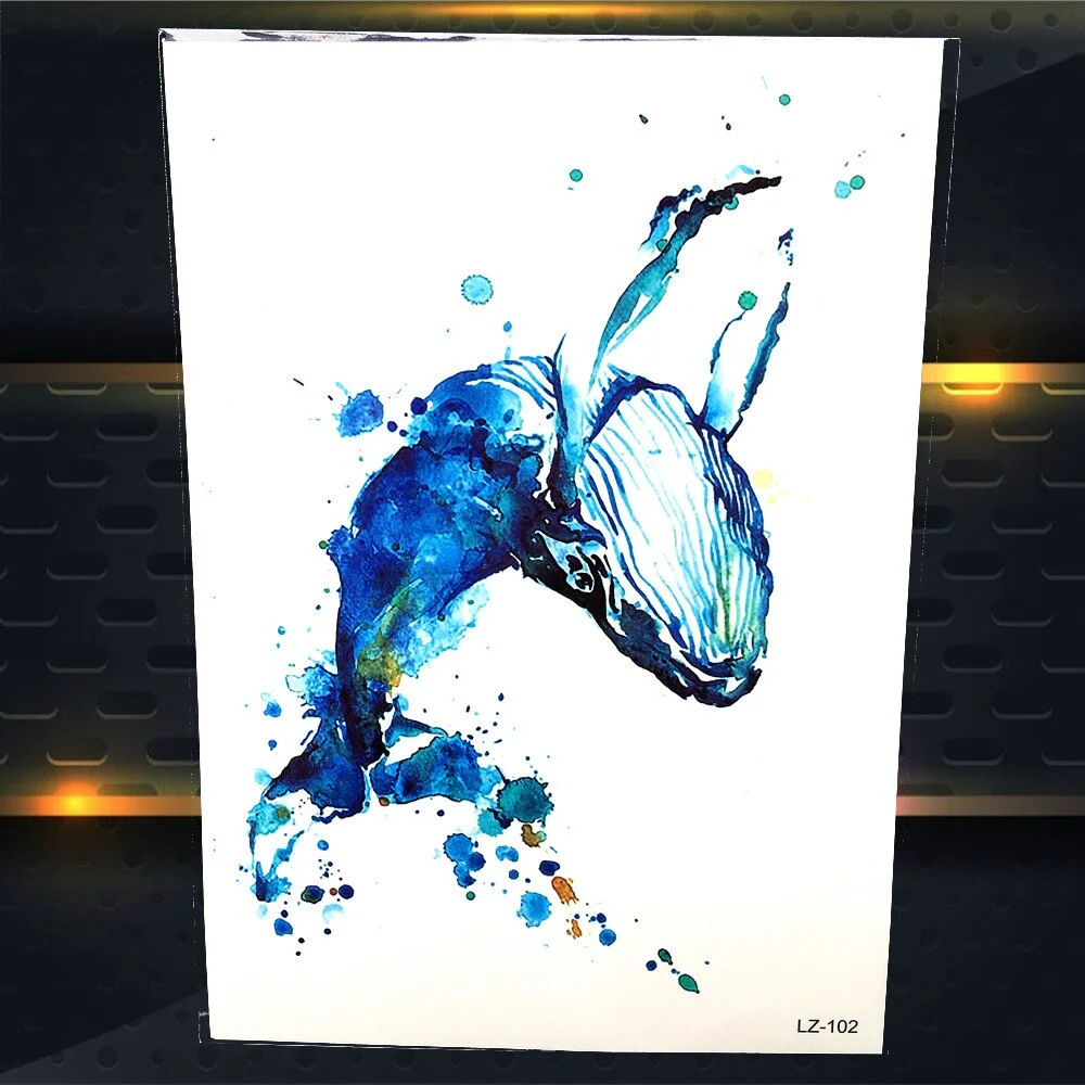 New Beautiful Diamond Whale Dolphin Temporary Tattoo Waterproof 3D Arrow Fish Tatoo For Men Women Body Art Fake Tattoo Stickers
