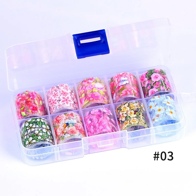 Flower Nail Art Transfer Foil Sticker Mable Series Paper Wraps Adhesive Decals Nails Decoration Accessories For Nails DIY Design-Nail Inspo