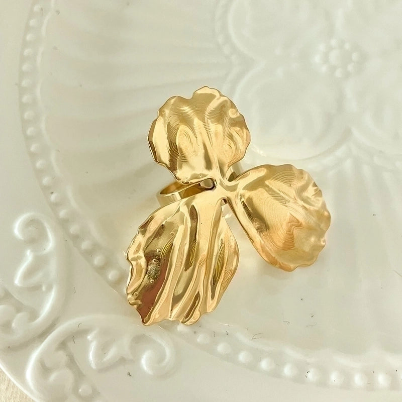 304 Stainless Steel 14K Gold Plated Vintage Style Plating Solid Color Rings