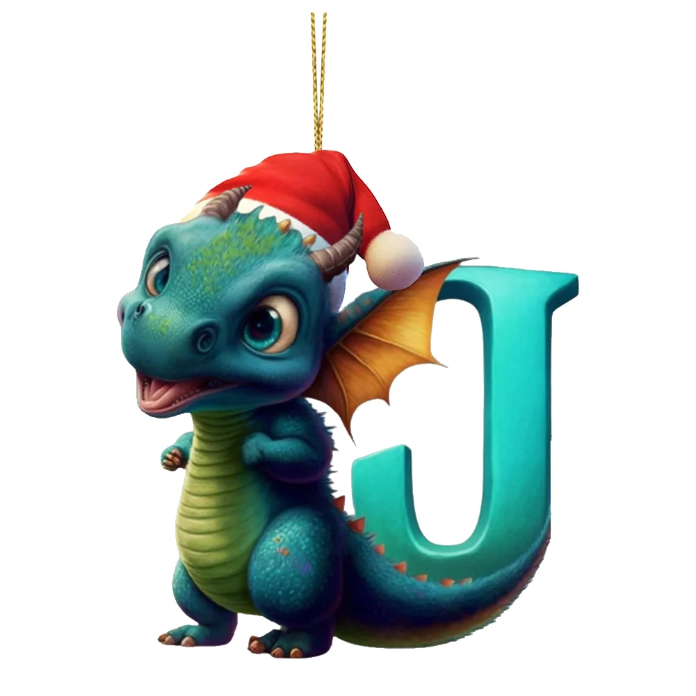 Christmas Cute Dragon Pendants Acrylic Letter Shaped Exquisite for Xmas Tree Car