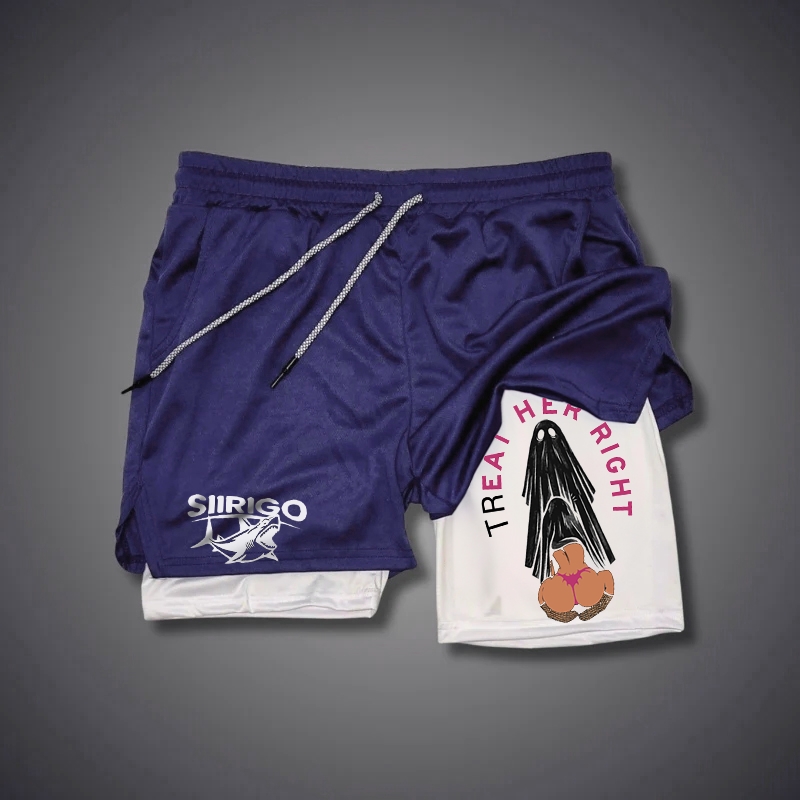 TREAT HER RIGHT Sexy Lady Ghost Graphic Print GYM PERFORMANCE SHORTS