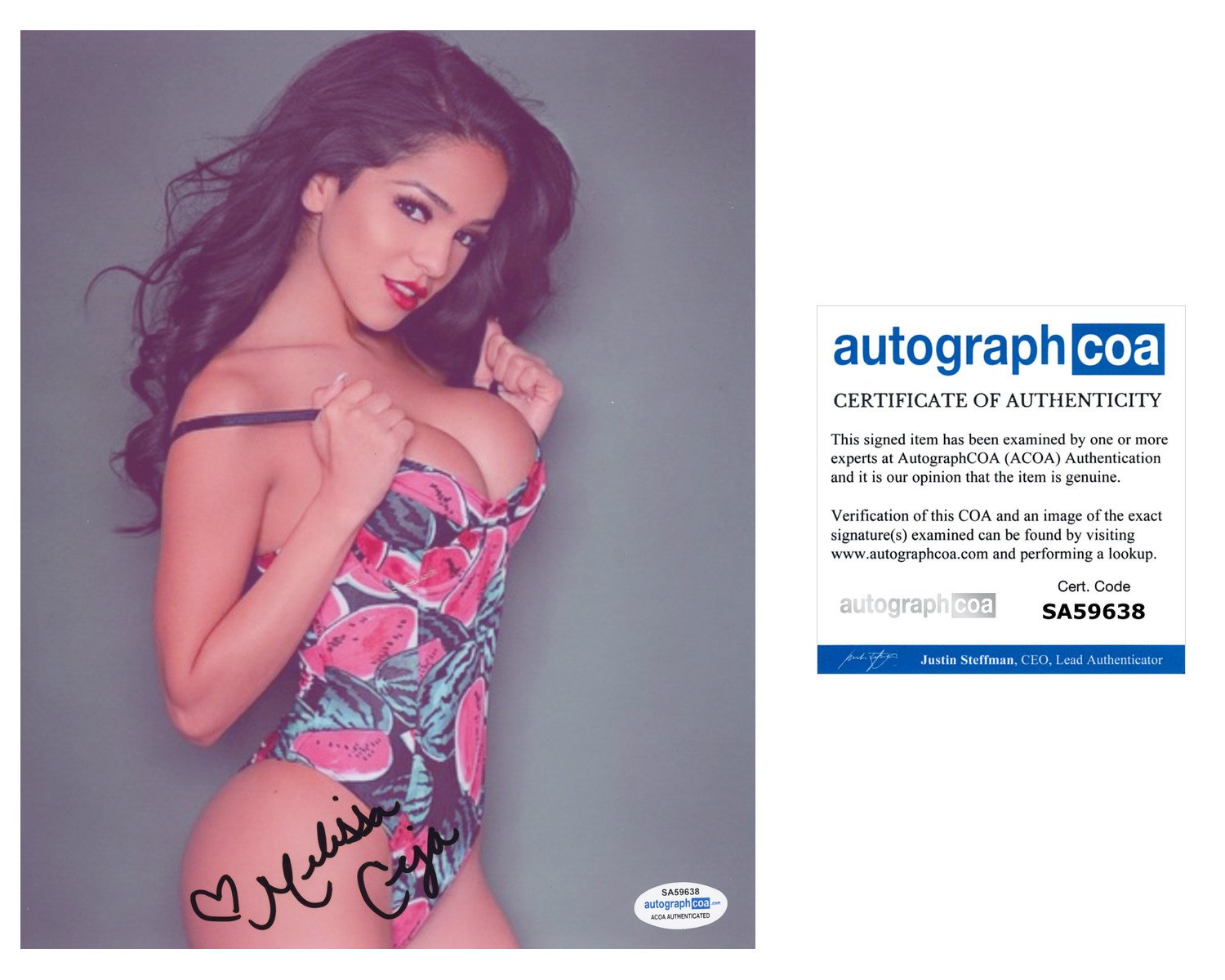 Melissa Ceja Signed Autographed 8x10 Photo Poster painting Sexy Model ACOA COA