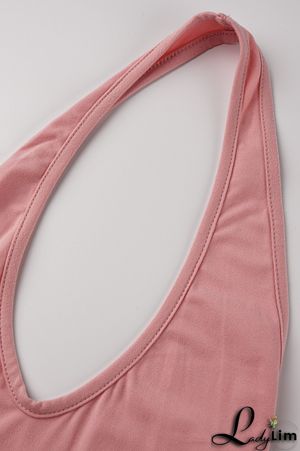 Pink Sexy Solid Backless Halter Skinny Jumpsuits