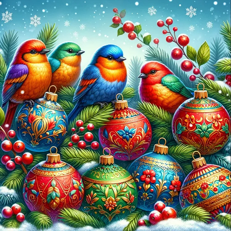 Christmas Birds 40*40CM (Canvas) Full Round Drill Diamond Painting gbfke