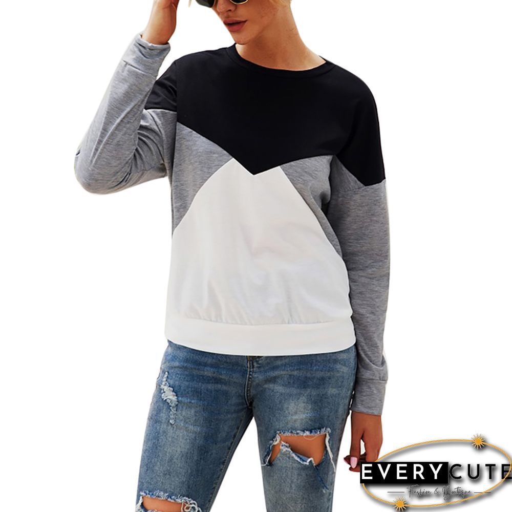 Black Colorblock Long Sleeve T Shirt