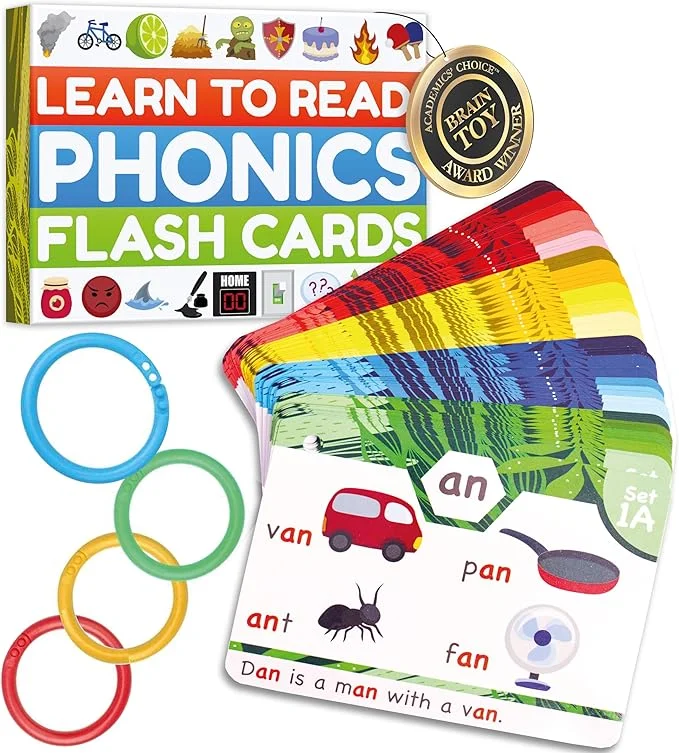 Phonics Flash Cards - Learn to Read in 20 Stages - Digraphs CVC Blends Long Vowel Sounds 