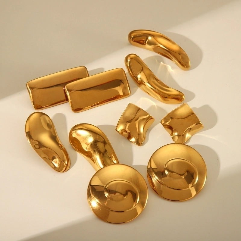 1 Pair Minimalist Classic Style Irregular Round Square Irregular Polishing Plating 304 Stainless Steel 18K Gold Plated Ear Studs
