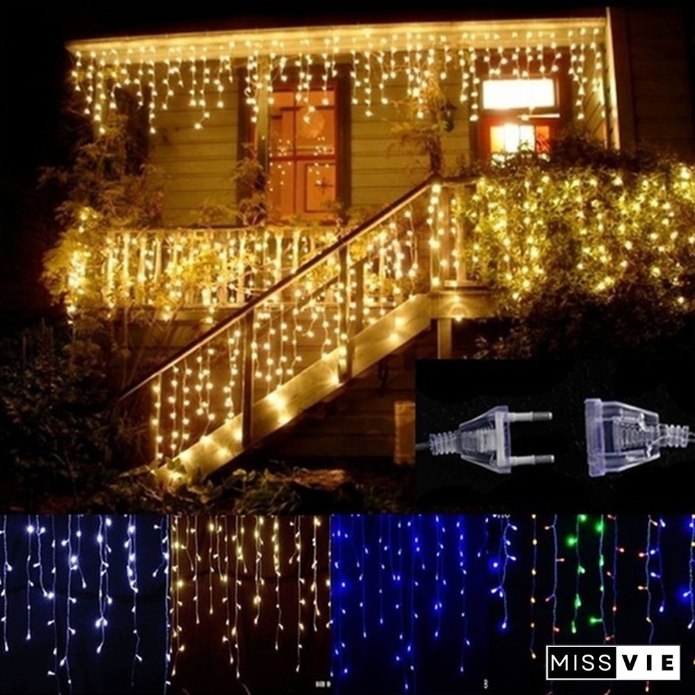 5M Christmas LED Curtain Icicle String Light Droop 0.4-0.6m Party Garden Stage Outdoor Waterproof Decorative Fairy Light