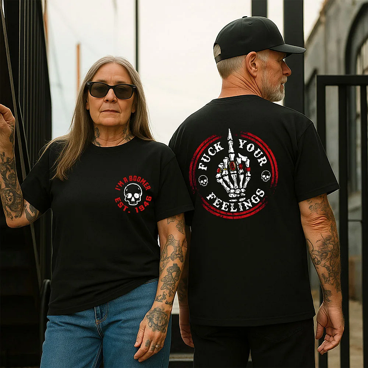 F*CK YOUR FEELINGS Bone Hand Print Men's T-Shirt,Boomer Custom Year Of Birth T shirt, Cotton Tee Shirt
