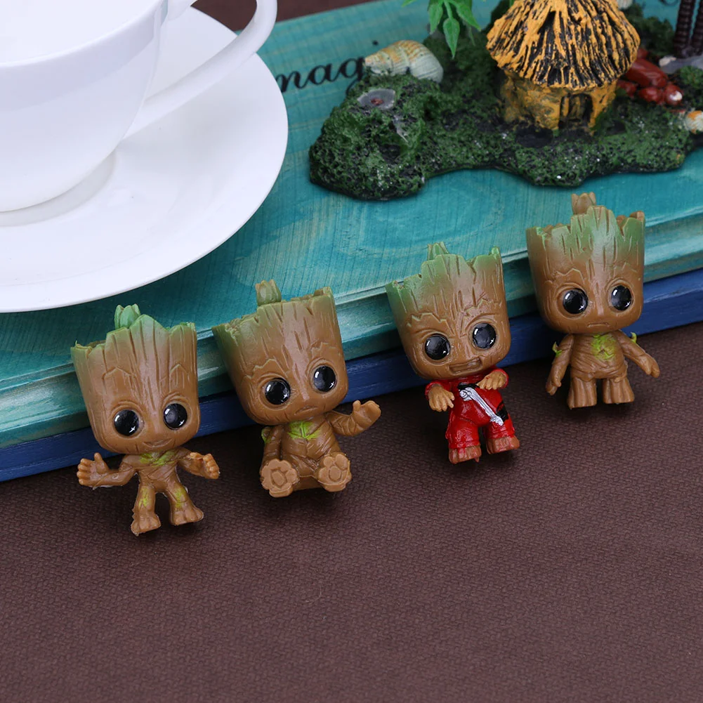 4pcs Escort Team Tree Man Figure Action Toy DIY Cake Bake Doll