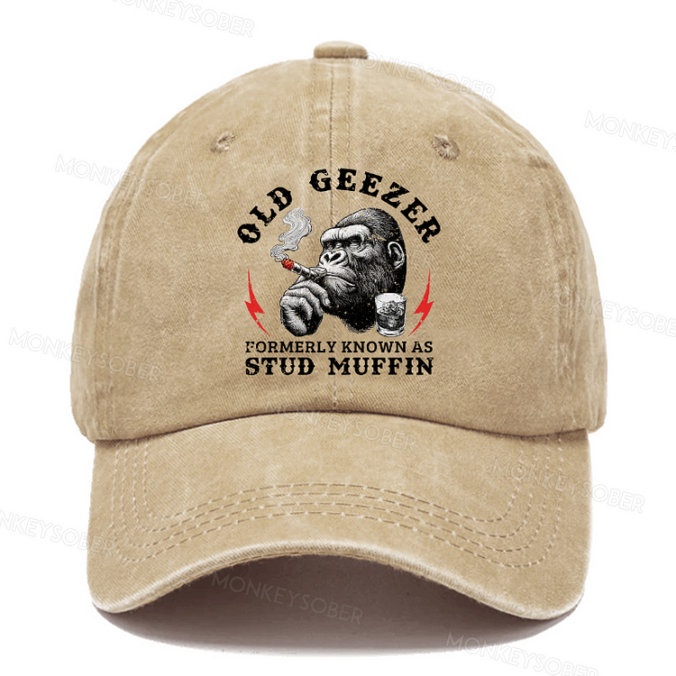 Old Geezer Formerly Known As Stud Muffin Funny Washed Baseball Caps