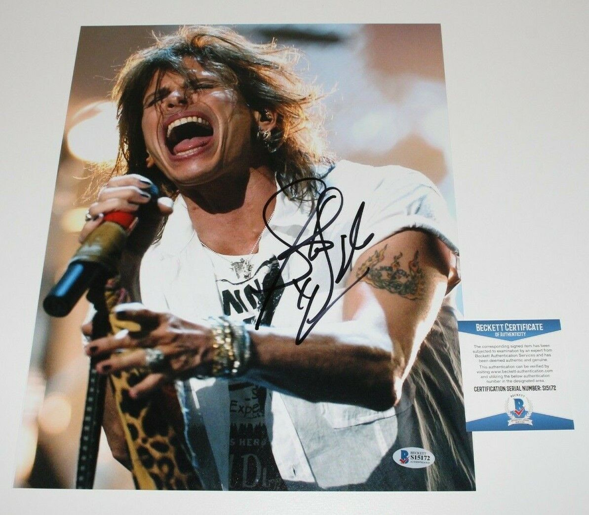 AEROSMITH SINGER STEVEN TYLER SIGNED 11x14 Photo Poster painting BECKETT COA FULL SIGNATURE