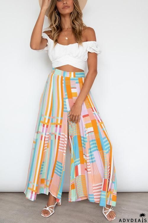Geometry Print Wide Leg Pants