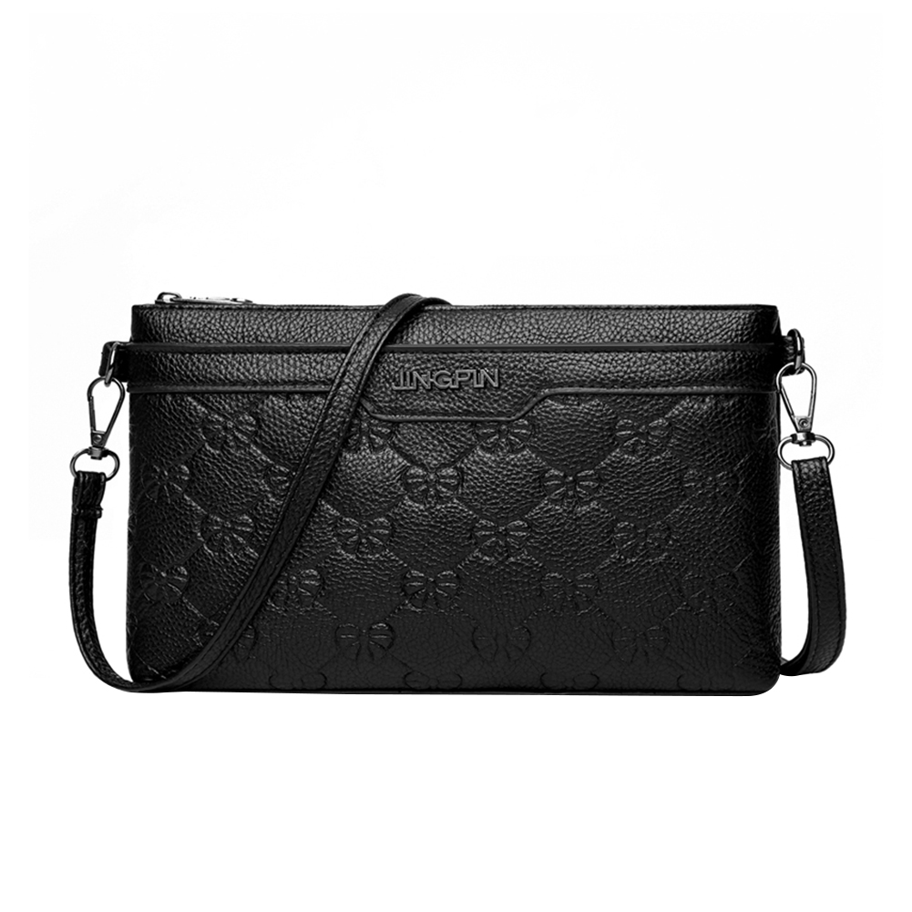 

Portable PU Leather Shoulder Messenger Bag Bow Printed Street Purses, Black, 501 Original