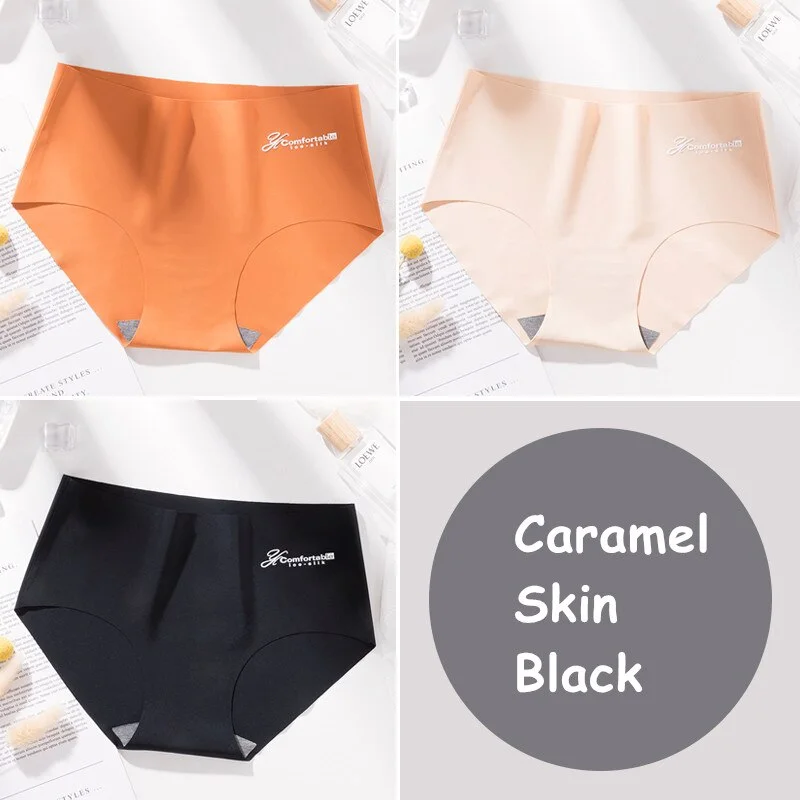3Pcs Seamless Panty Set Underwear Female Letter Comfortable Intimates Fashion Female Low-Rise Briefs Ice Silk Lingerie Drop Ship