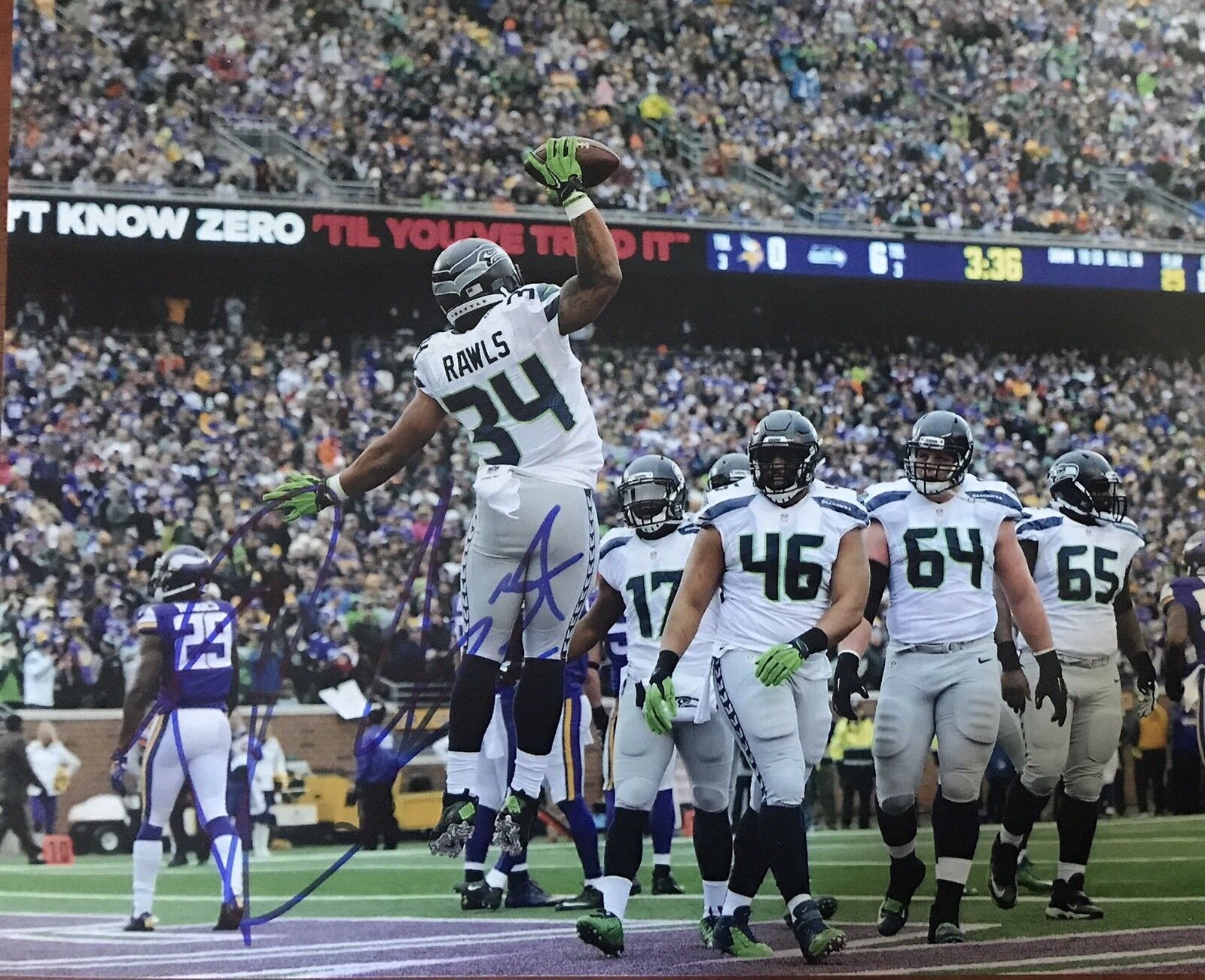 Thomas Rawls Signed Autographed Seattle Seahawks 8x10 Photo Poster painting Coa