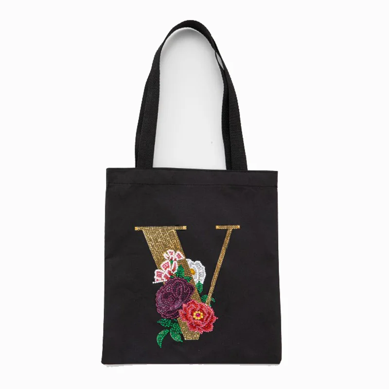 DIY Diamonds Painting Handbag Linen Shopping Bag Portable Fashion for Work