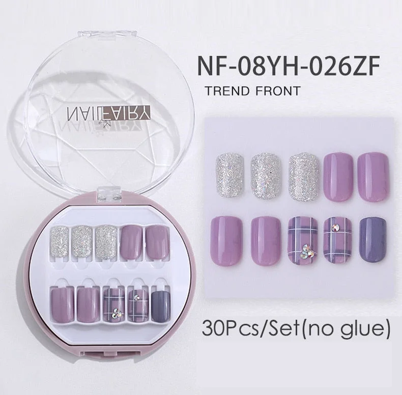 Fake Nails Press Coffin False with Glue Set Packaging Full Artificial Short Kiss Detachable Stick Designs Art Tipsy Cover Box-Nail Inspo